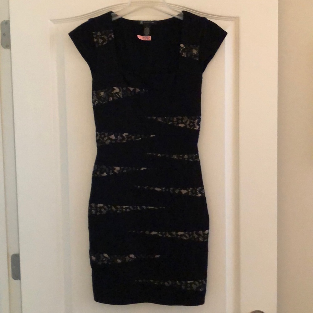 Inc Black and Lace Spandex Dress